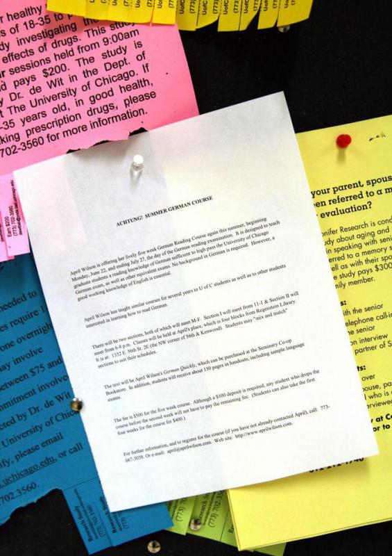 Cork board can be used as a bulletin board, because the resilient nature of cork makes it ideal for sticking pins and tacks into.
