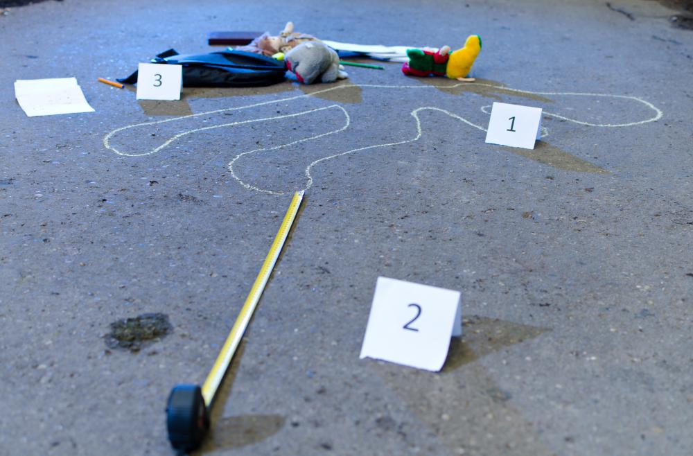 A cadaver dog may be used at a crime scene.
