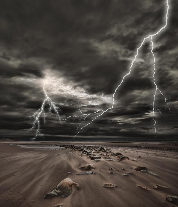 It's always best avoid open areas like beaches when there is lightning in the area.