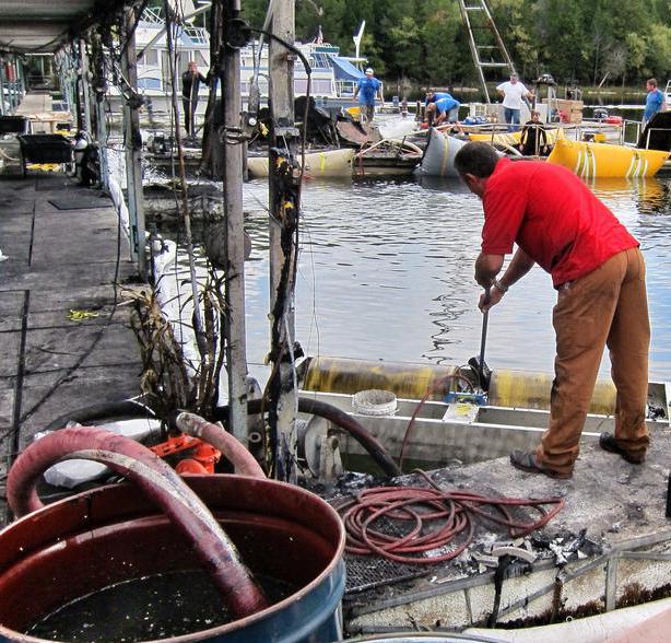 Oil skimmers may be used to remove oil that is floating on the surface of a liquid.