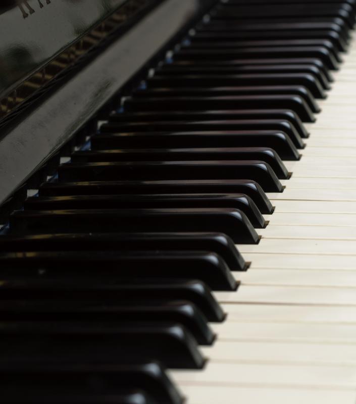 Keys of a piano are made of ivory.