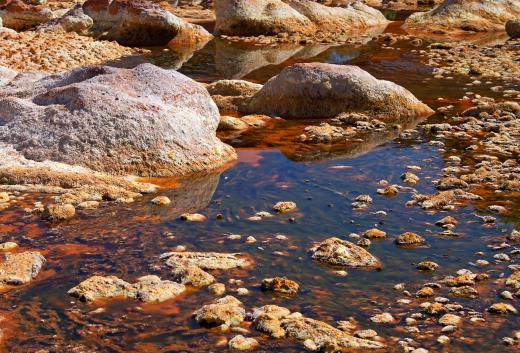 Acidic water often flows out of mines due to the high mineral content of the area.