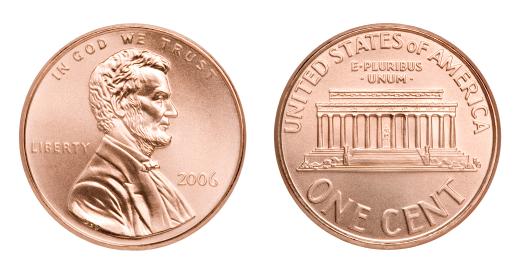 US pennies made after 1982 are only coated in copper.