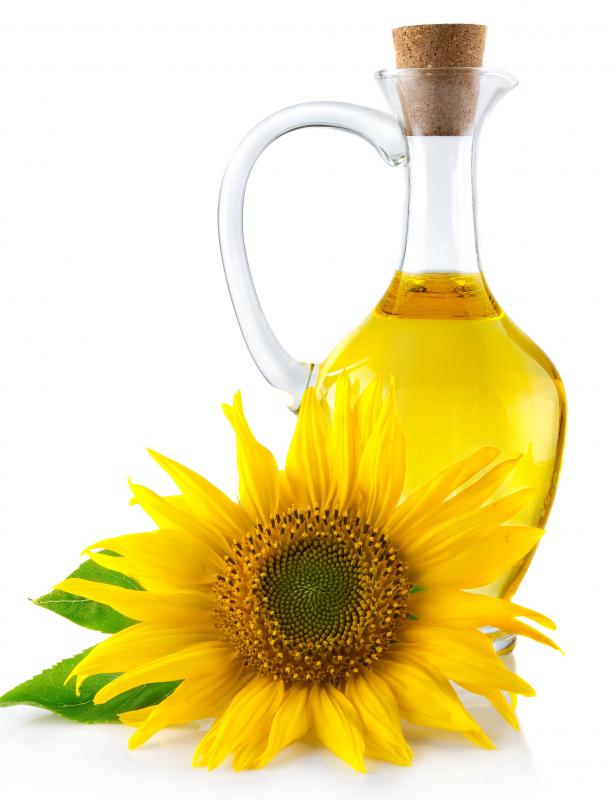 Expressed from the seeds of sunflowers, sunflower oil is a popular cooking oil that's high in vitamin E and low in saturated fat.