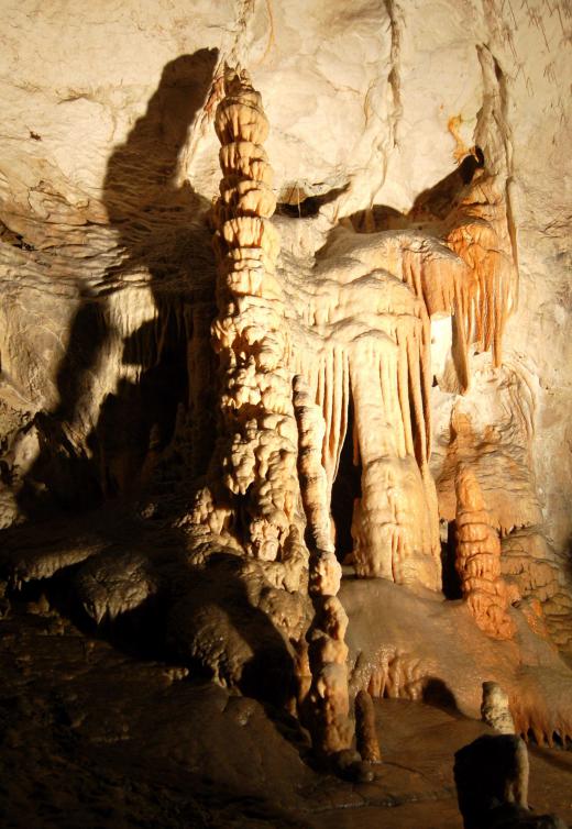 Unlike stalactites, stalagmites are completely solid and grow up from a cave floor.