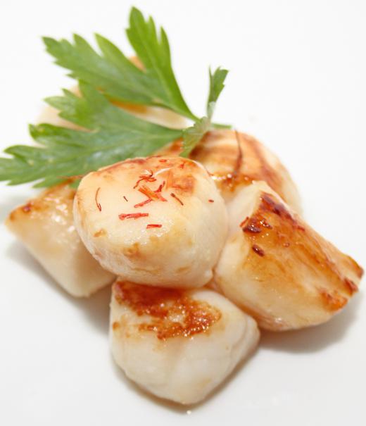 Cooked scallops, a type of bivalve.