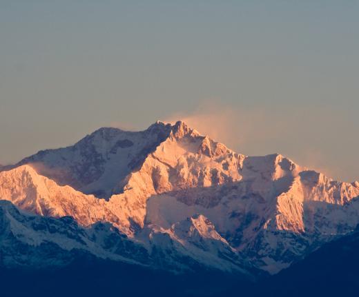 A mountain at sunrise.