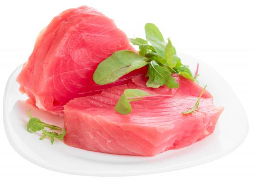 Yellowfin tuna has red or pink flesh.